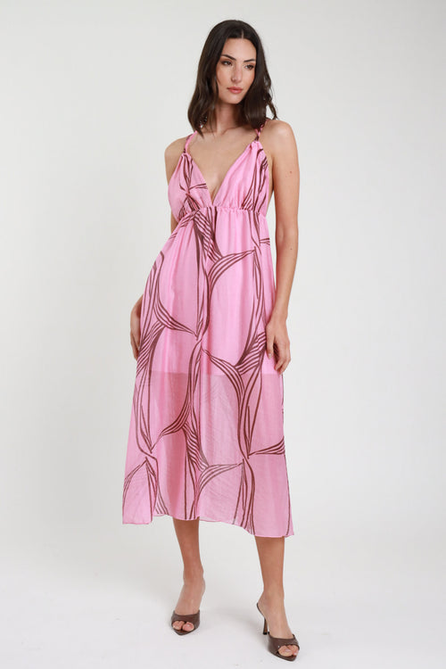 rochie lungă de vara cu imprimeu abstract, croială fluidă