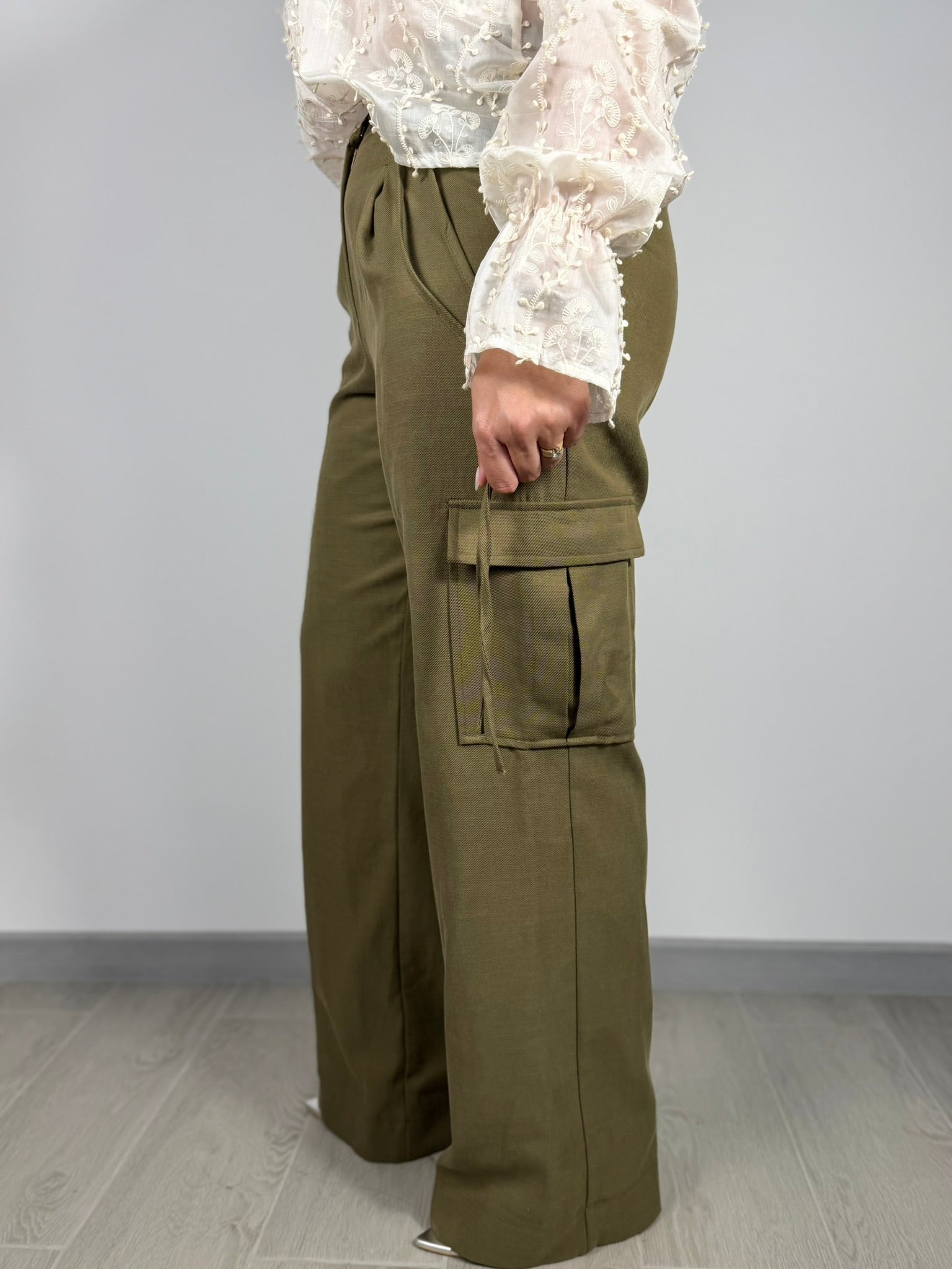  Pantaloni dama cargo verde militar