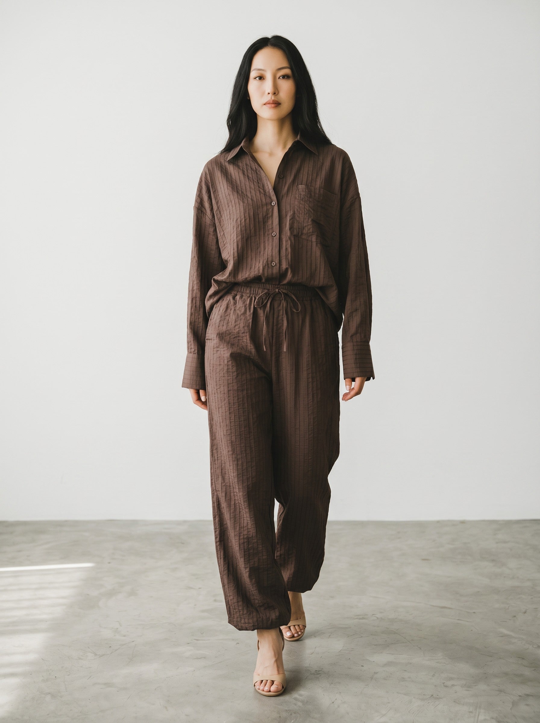 Set dama camasa si pantaloni cioccolato de vara