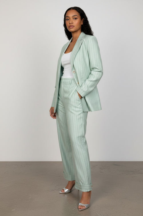 Pantaloni dama verzi eleganti material fluid