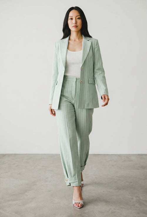 Pantaloni dama verzi eleganti material fluid