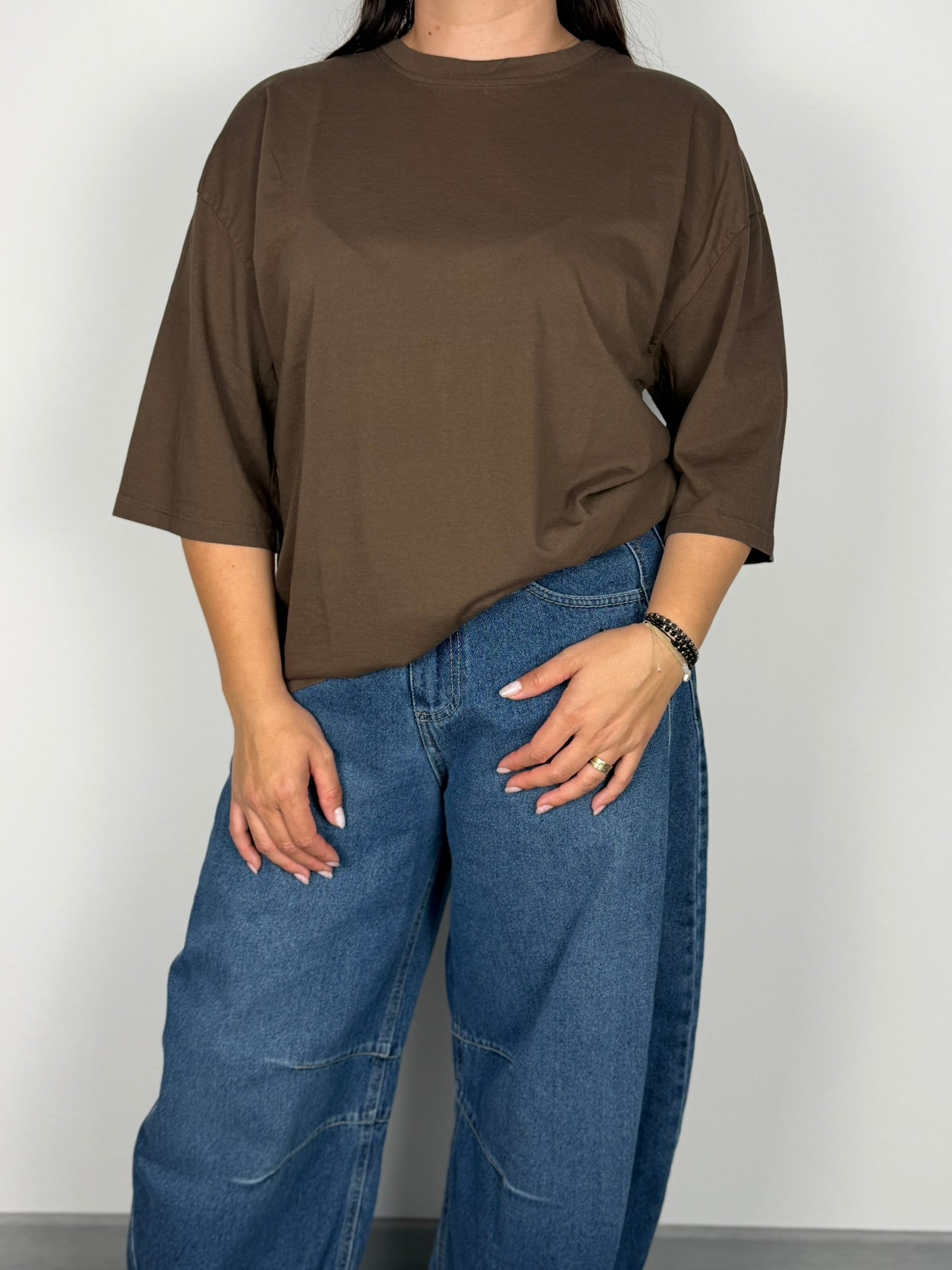 Tricou damă culoare maro 100% bumbac
