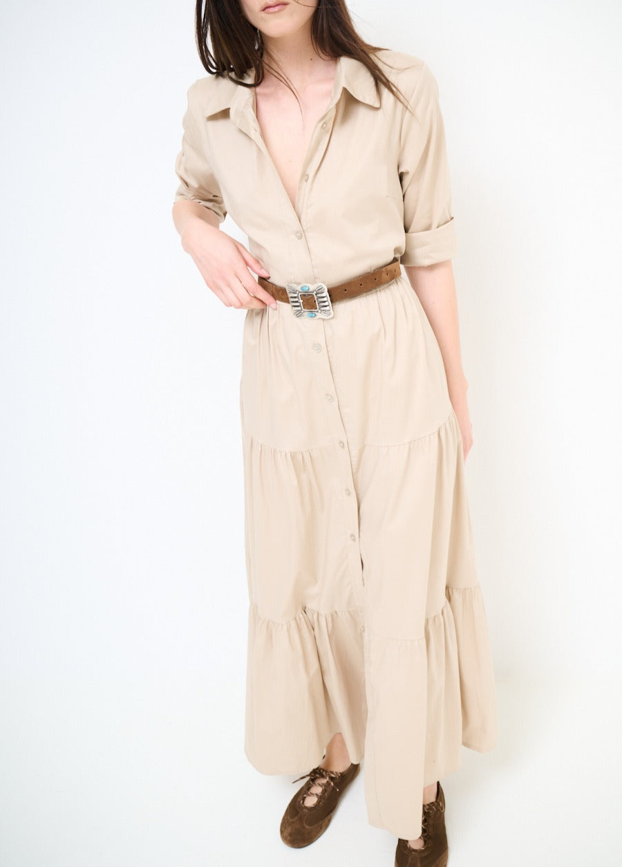 rochie dama din bumbac de vara culoare bej