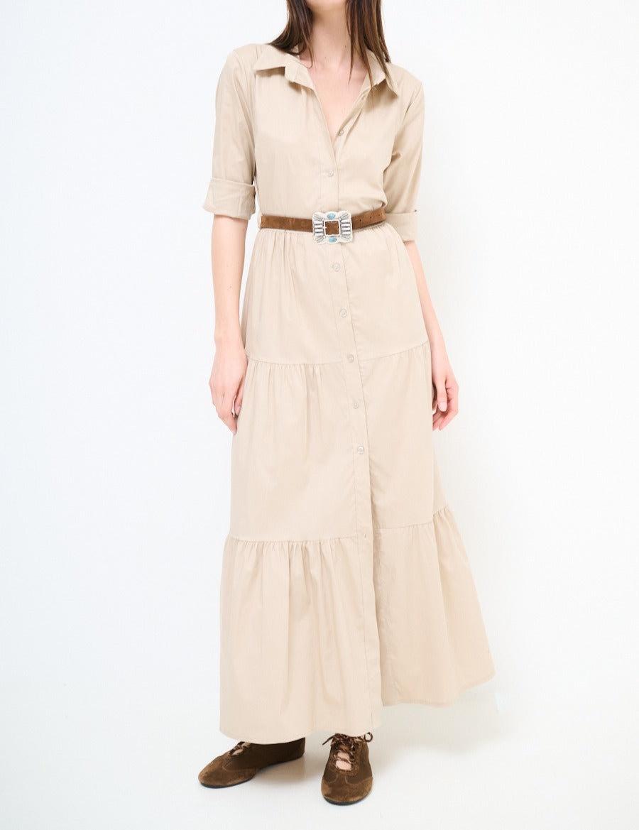 rochie dama din bumbac de vara culoare bej