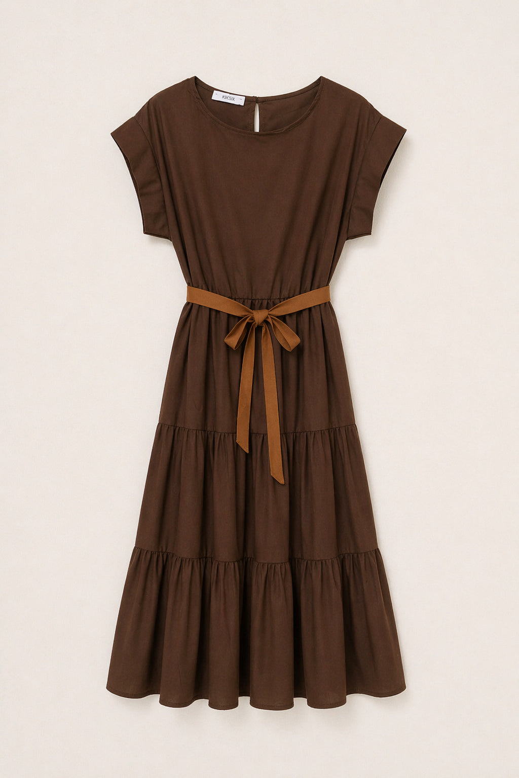 Rochie de vara midi din bumbac culoare maro