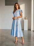 Rochie de vara midi din bumbac albastru