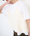 Tricou dama bumbac cu insertie din dantela