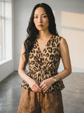 Top de dama Haveone animal print cu croiala bufanta tip balon din bumbac