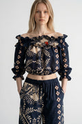 Bluza de dama cu umerii goi Vicolo din bumbac cu imprimeu floral