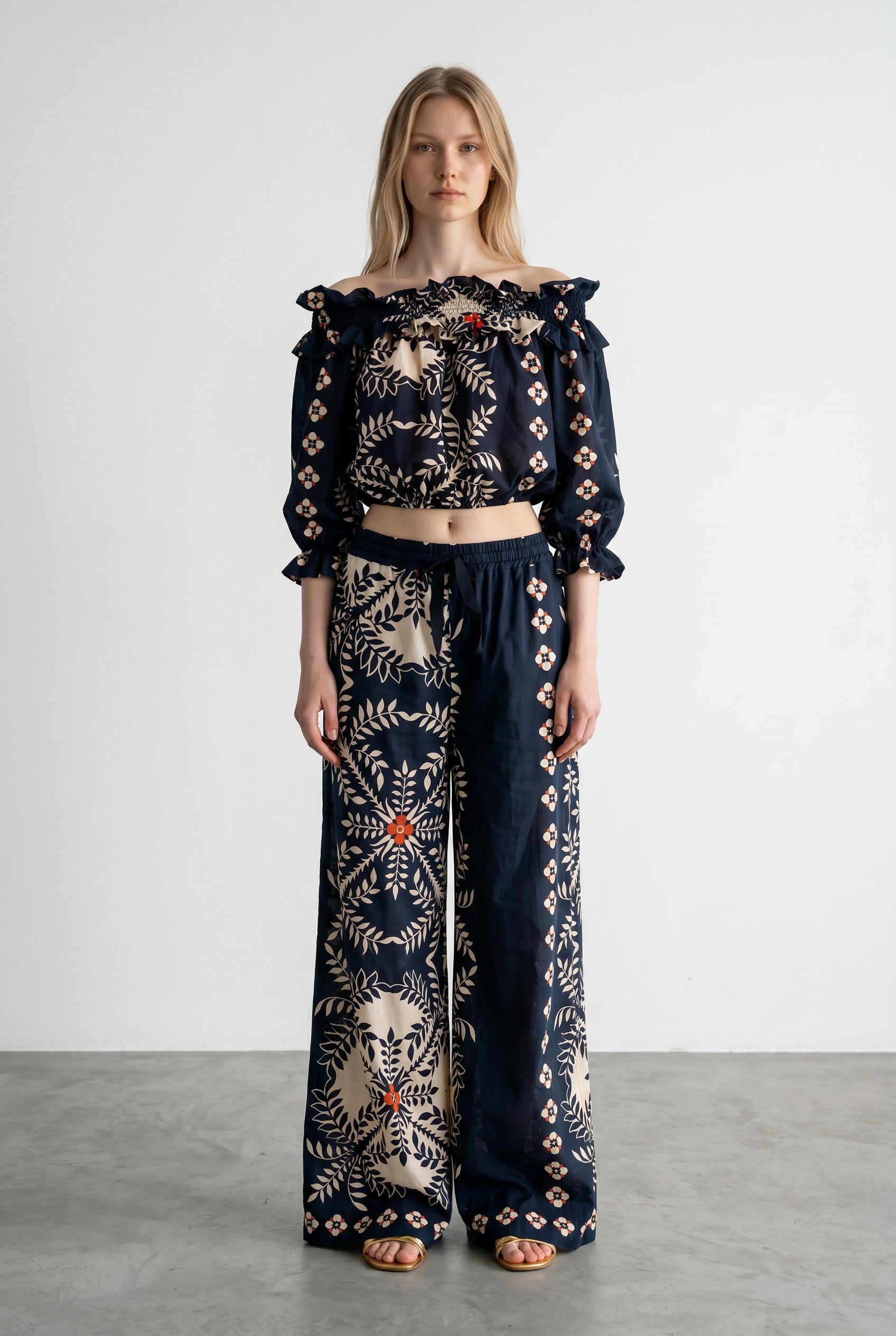 Bluza de dama cu umerii goi Vicolo din bumbac cu imprimeu floral