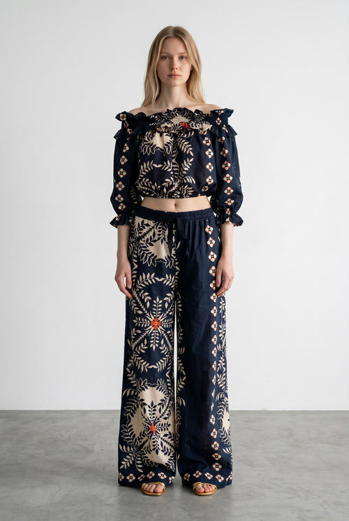 Bluza de dama cu umerii goi Vicolo din bumbac cu imprimeu floral