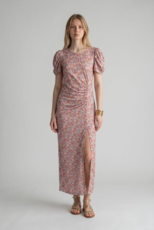 Rochie de dama Vicolo cu nou imprimeu floral si maneci bufante de vara 