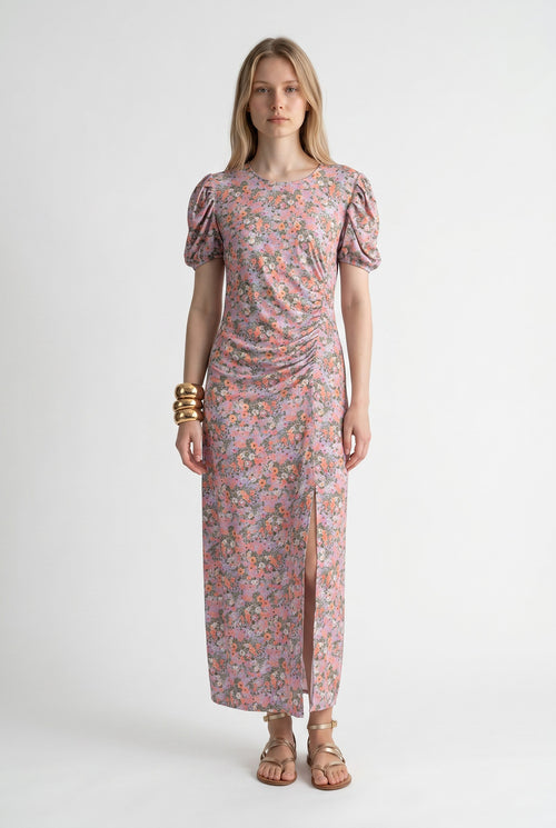 Rochie florala de dama Vicolo cu maneci bufante umeri de vara