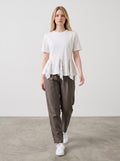 Tricou de dama Haveone din bumbac cu detalii din dantela culoare alb