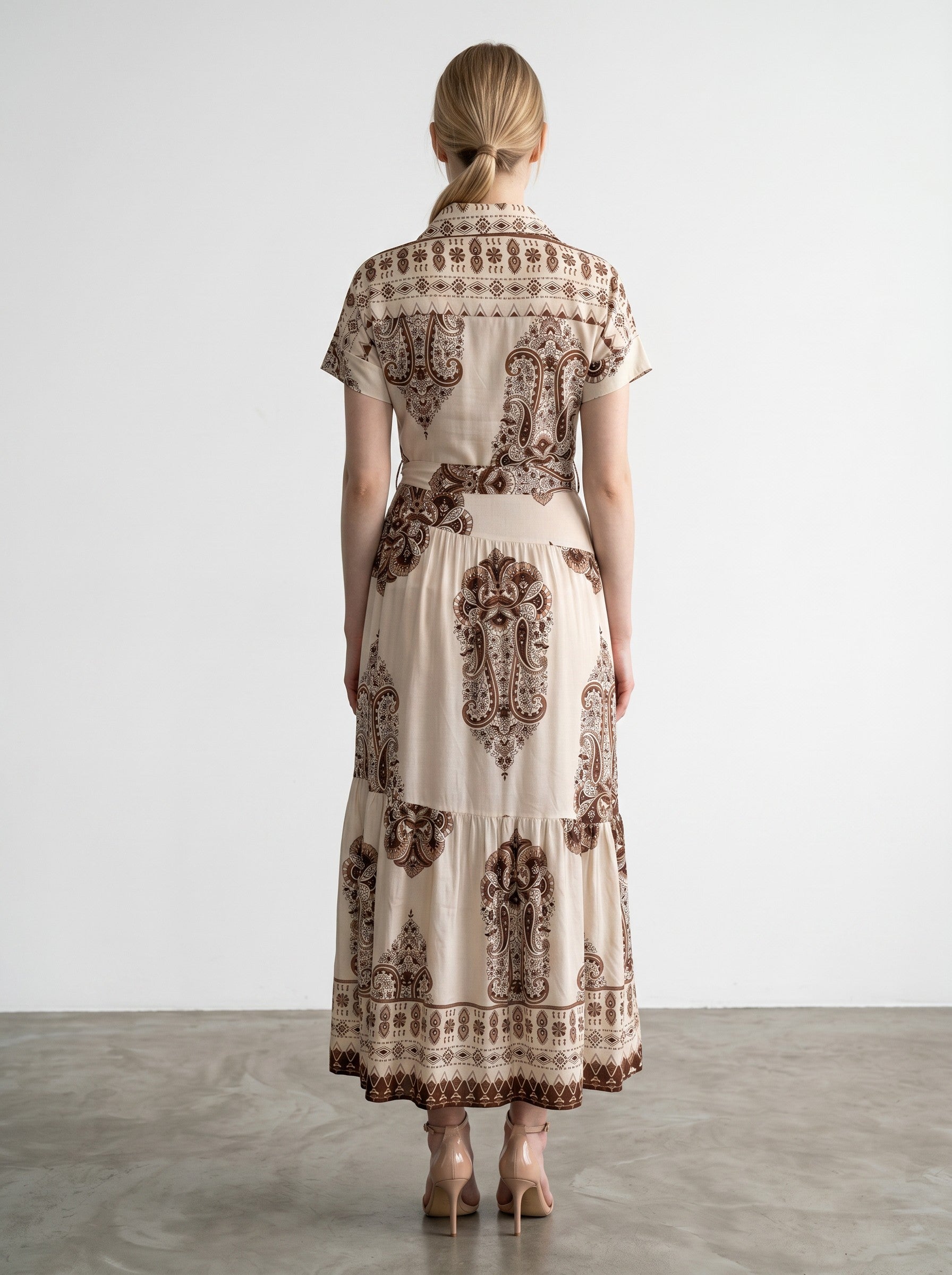Rochie lungă de vara pentru femei din bumbac crem