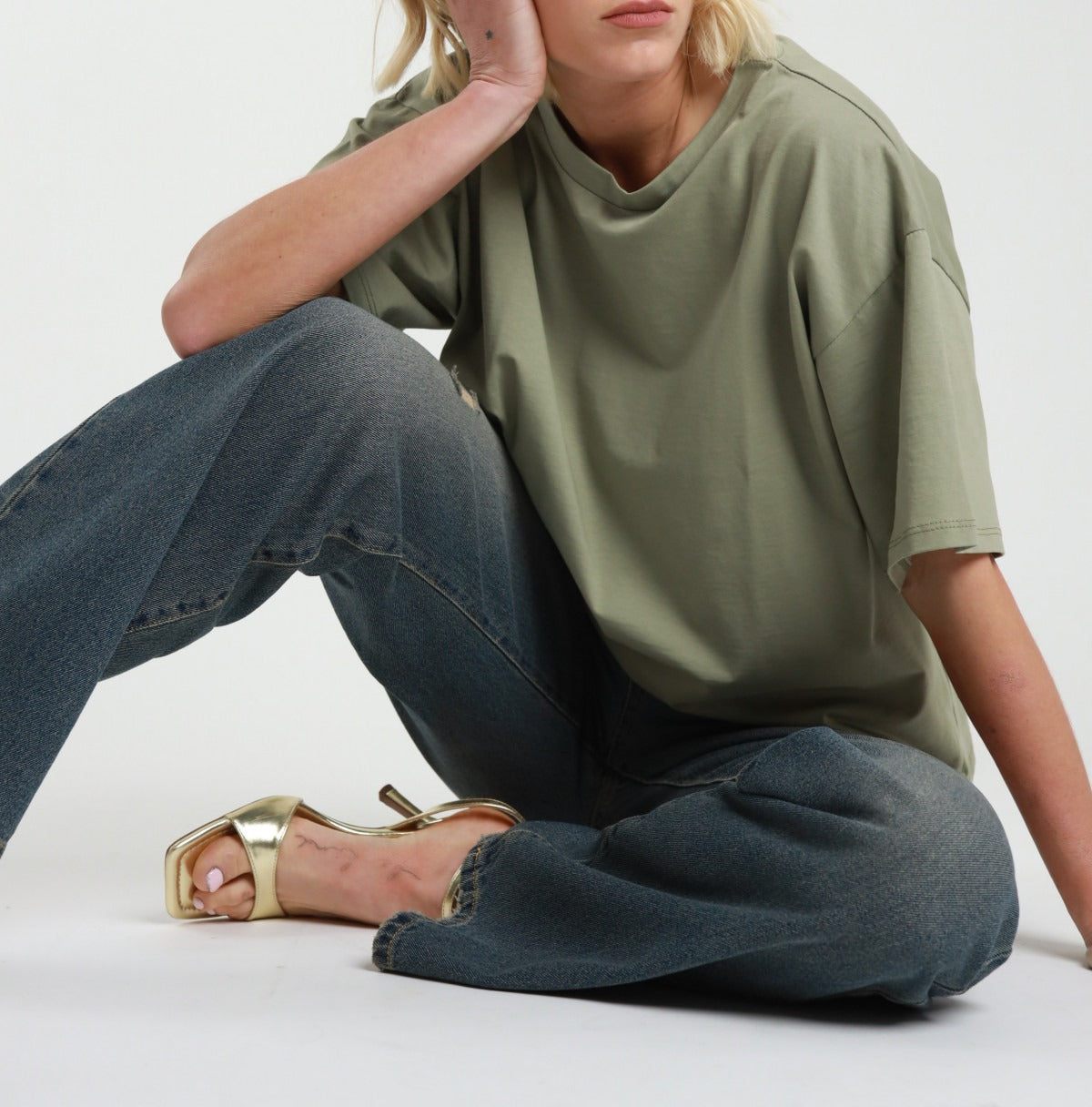 Tricou dama verde salvie 100% bumbac