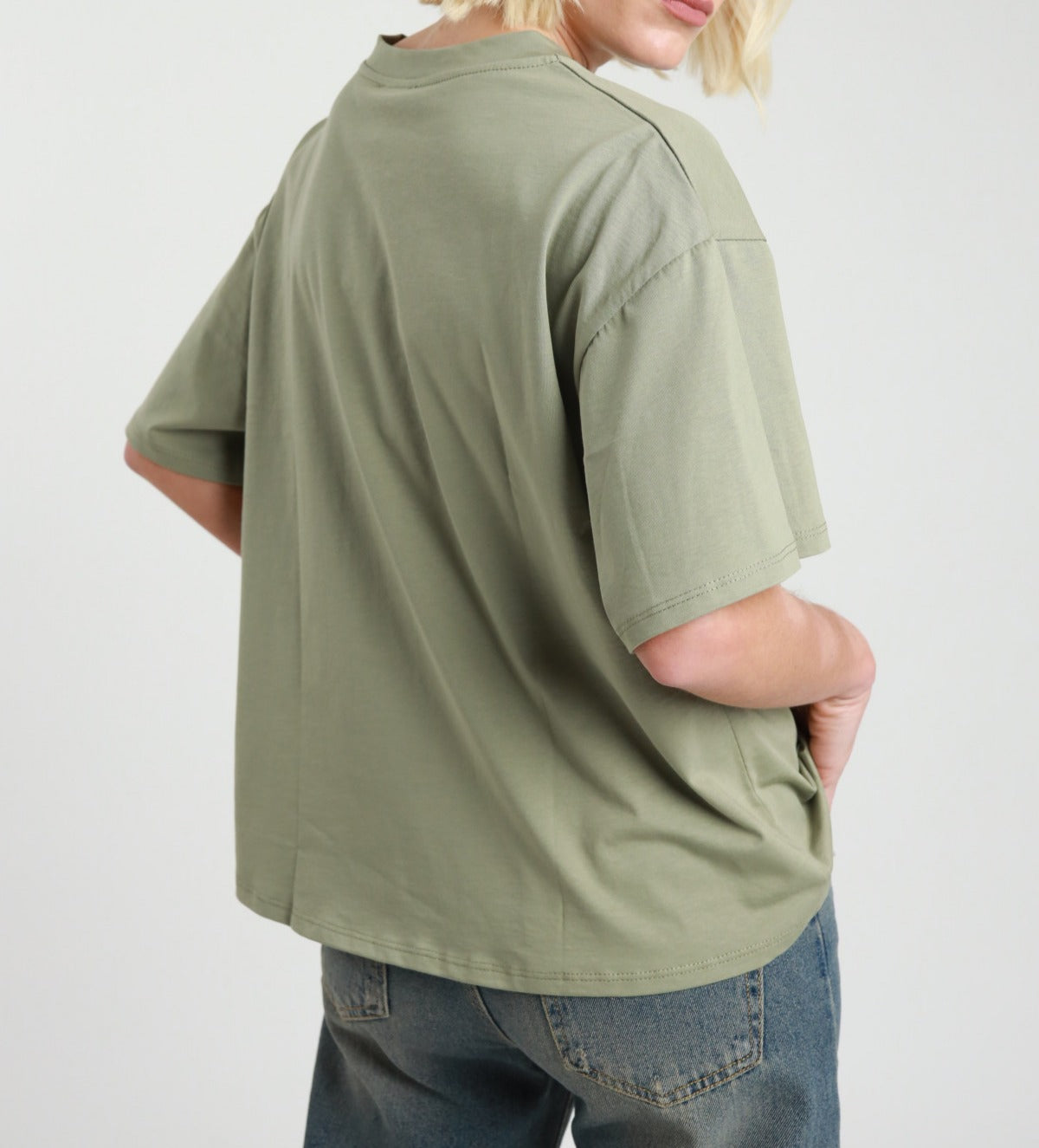 Tricou dama verde salvie 100% bumbac