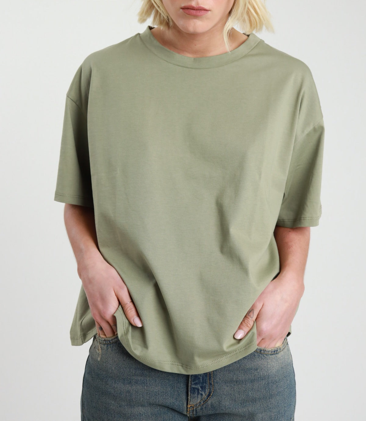 Tricou dama verde salvie 100% bumbac