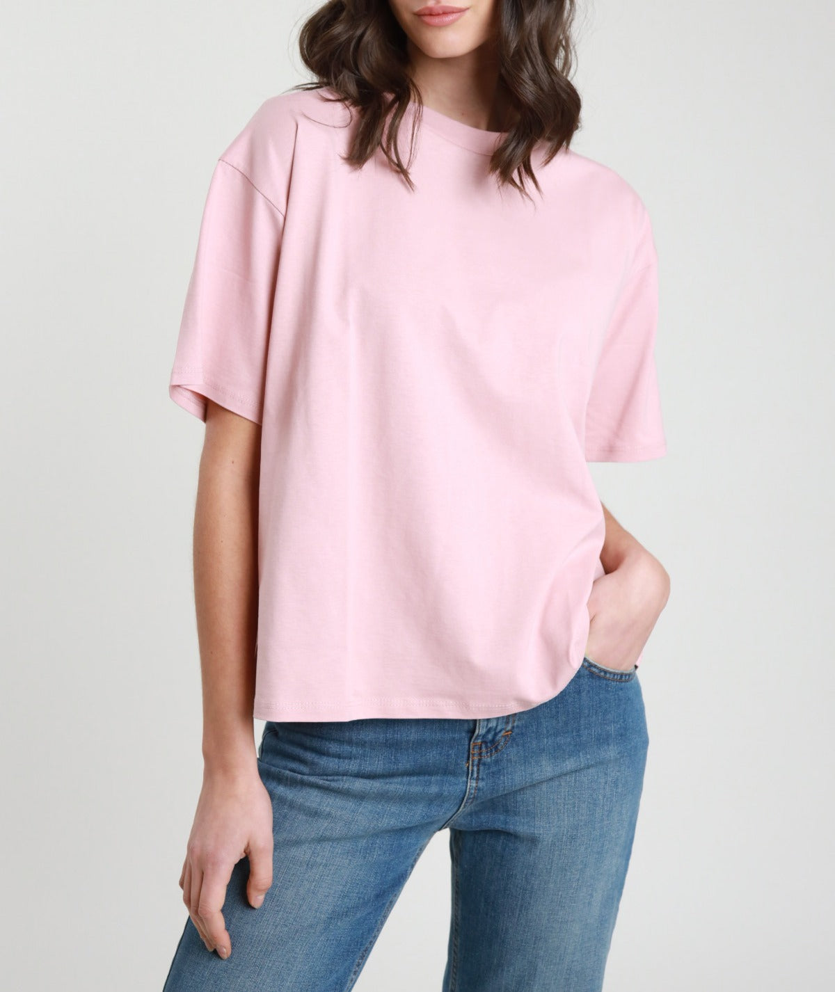 Tricou dama roz pudra 100% bumbac