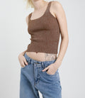 Crop top dama ribbed tabaco
