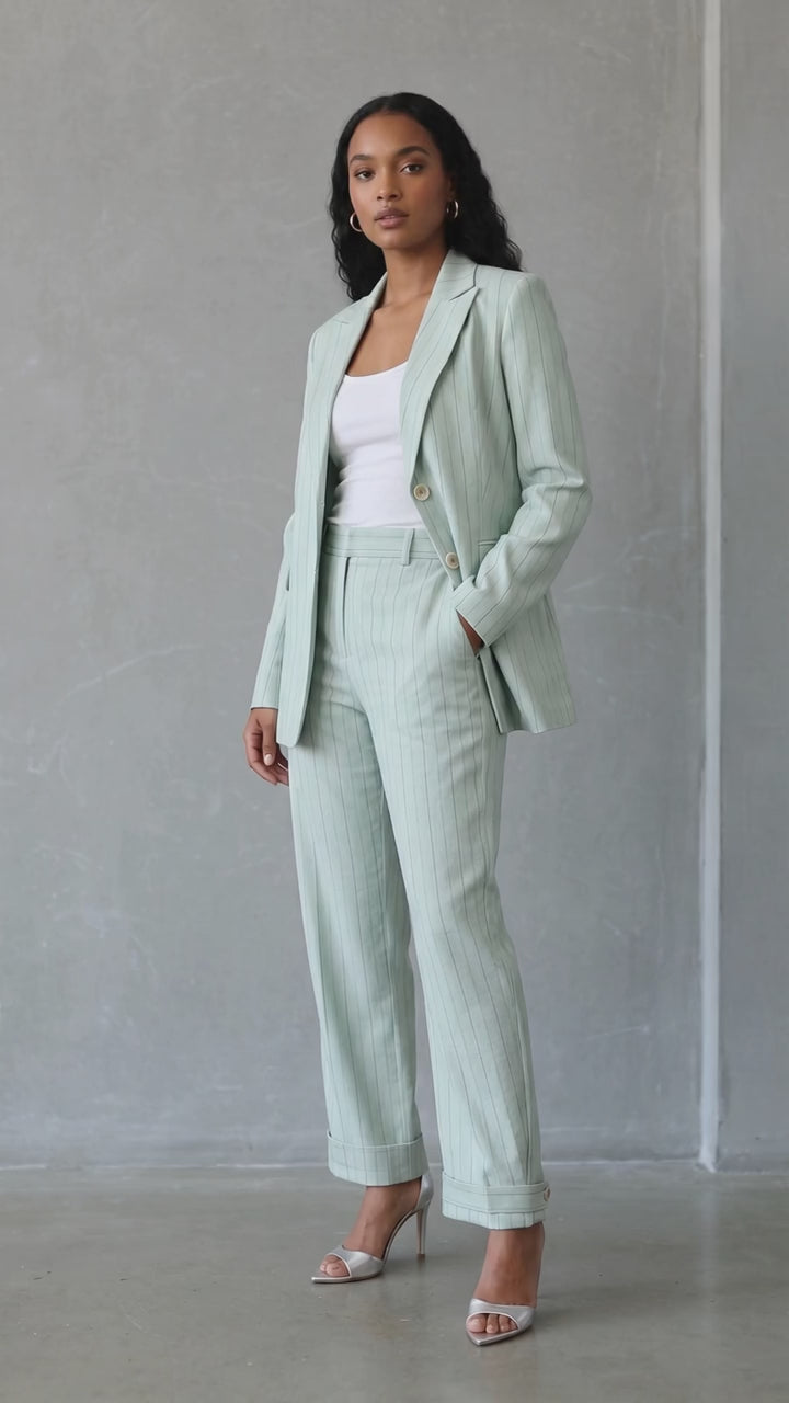 Susy Mix Pantaloni verzi eleganți material fluid