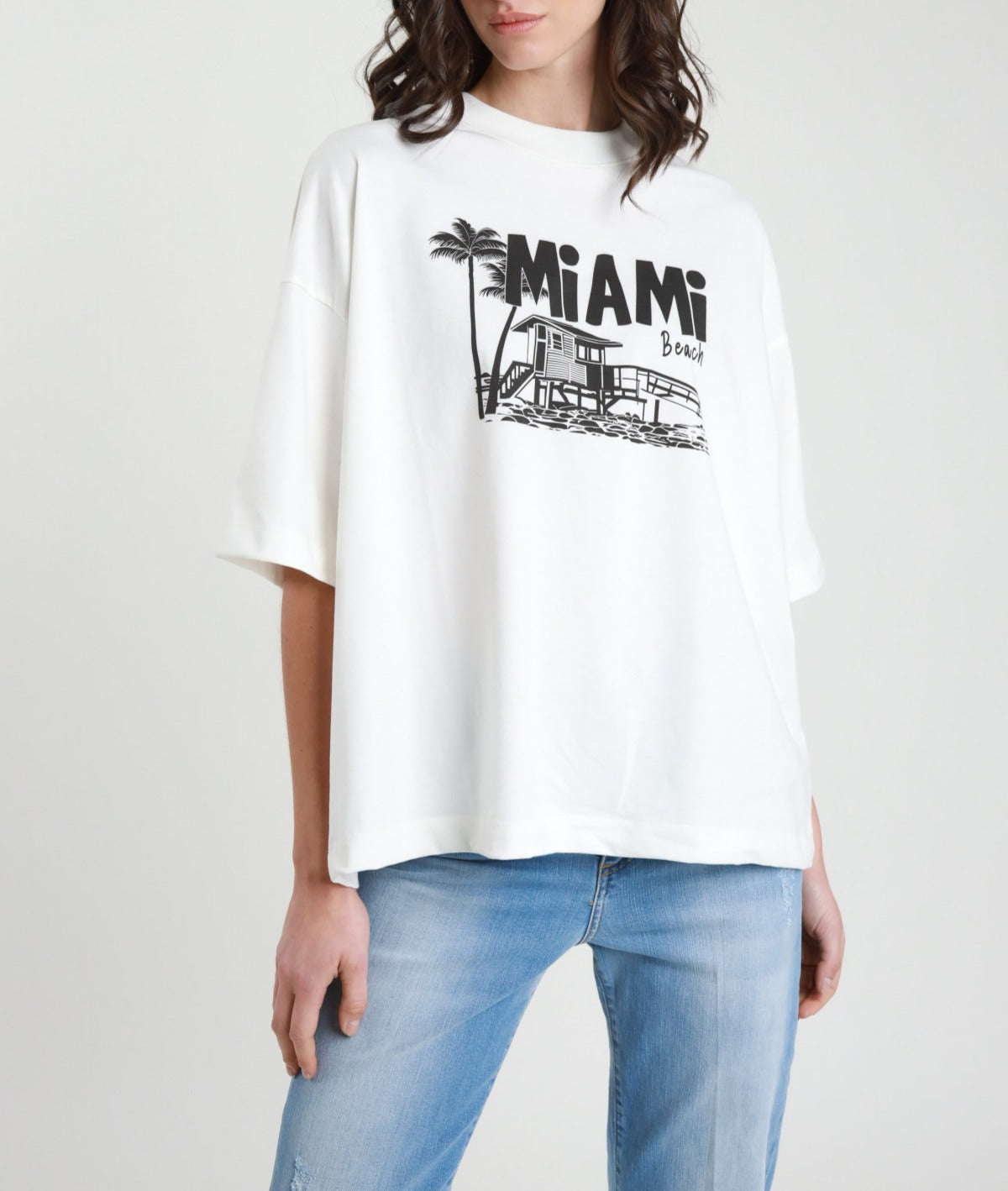 Tricou alb cu imprimeu din 100% bumbac