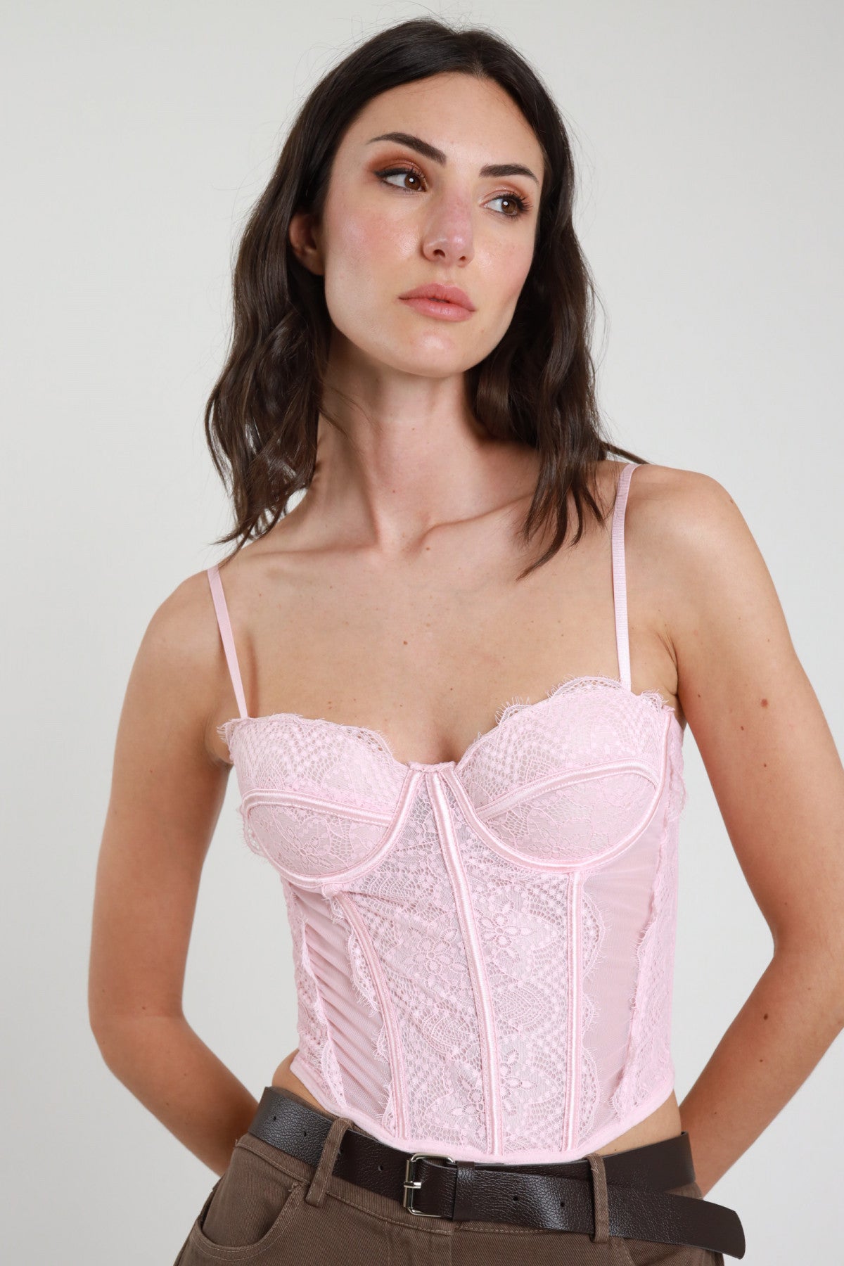 Top Corset din Dantelă cu Cupe și Bretele